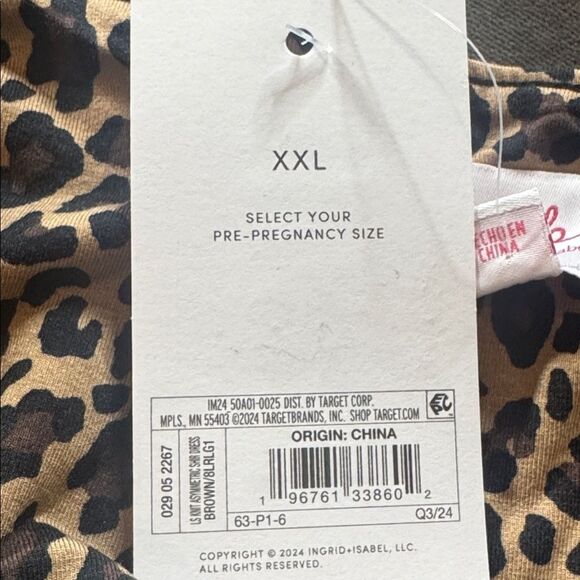 Isabel by Ingrid &Isabel Animal Print Long Sleeve Ruched Maternity Dress XXL NEW - Picture 8 of 10